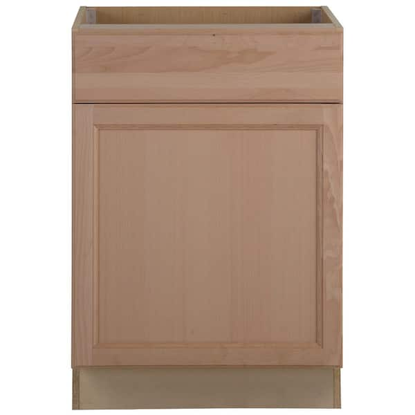 Hampton Bay Easthaven Assembled 24x34.5x24 in. Frameless Base Cabinet with Drawer in Unfinished Beech