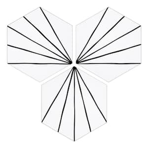 Art Deco Hexagon 6 in. x 7 in. Peel and Stick backsplash, Stone Composite Wall Tile, White (45 Tiles, 10 sq.ft.)