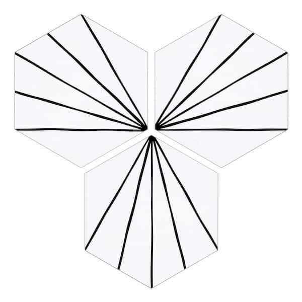 Art Deco Hexagon 6 in. x 7 in. Peel and Stick backsplash, Stone Composite Wall Tile, White (45 Tiles, 10 sq.ft.)