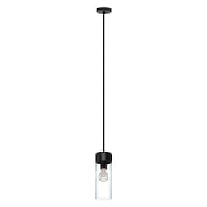 Montey 4.50 in. W x 72 in. H 1-Light Matte Black Mini-Pendant Light with Clear Glass Shade
