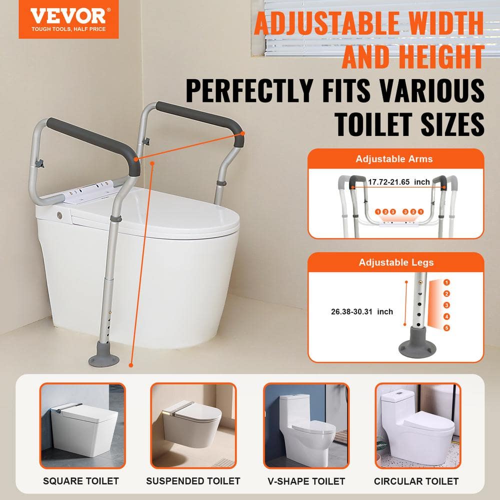 Adjustable Aluminum Toilet Safety Frame with Handrails
