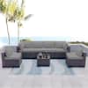 Halmuz 7-Piece Wicker Outdoor Sectional Set with Cushion Grey LZY-7PS-Grey