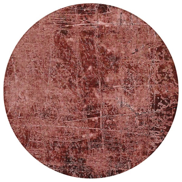 Merlot 8 ft. Round Woven Abstract Round Indoor/Outdoor Area Rug