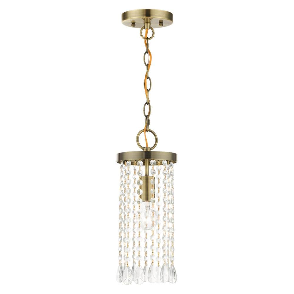 Antique Brass Mini Pendant with Crystal Frills