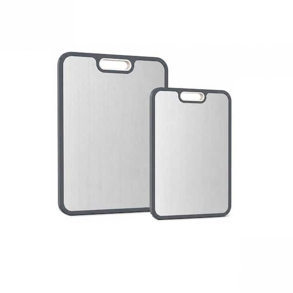 Double-Side Cutting Board with Built-In Juice Groove and Grinding Area, Titanium and PP Cutting Board for Kitchen