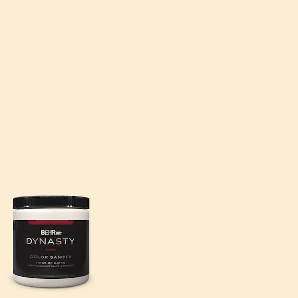 BEHR DYNASTY 8 oz. #ICC-90 Butter Yellow Matte Stain-Blocking Interior/Exterior Paint and Primer Sample