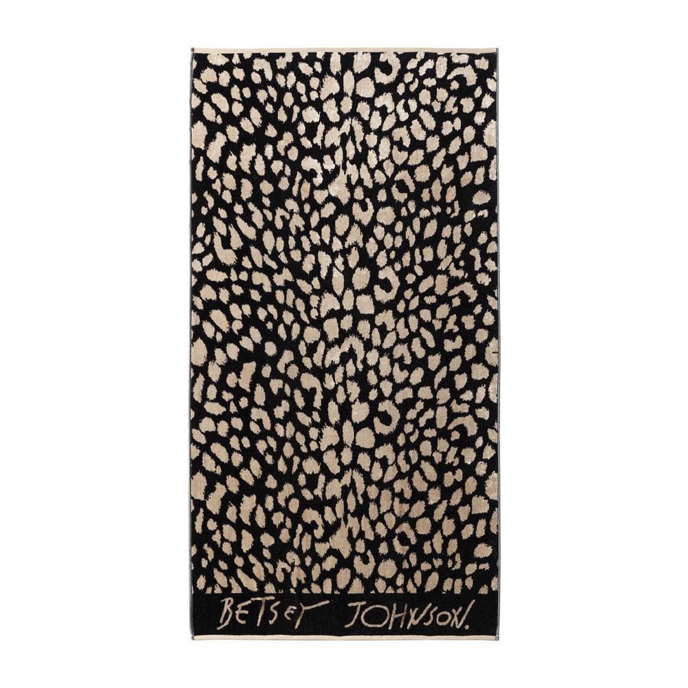 BETSEY JOHNSON Leopard 1-Piece Black/Gold Cotton Blend Beach Towel