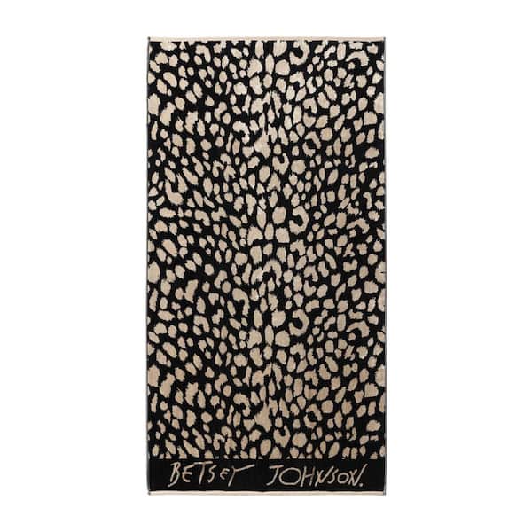 Leopard 1-Piece Black/Gold Cotton Blend Beach Towel