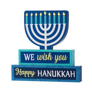 12 in. H Wooden Hanukkah Block Word Sign Lighted