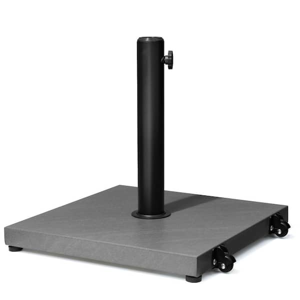 45 lbs. Cement Concrete Weighted Outdoor Patio Umbrella Base with Wheels in Gray