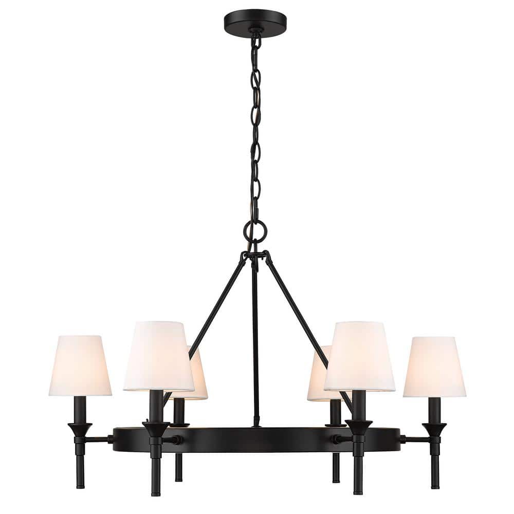 Edinburgh 30" Black Iron 6-Light Candle Chandelier