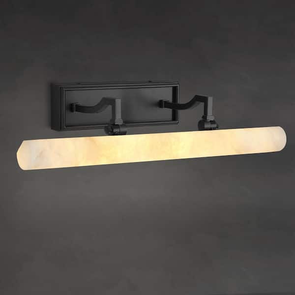 20 in. Modern Dimmable Alabaster Integrated LED Black Picture Light, Bathroom Wall Sconce, Vanity Light, for Artwork