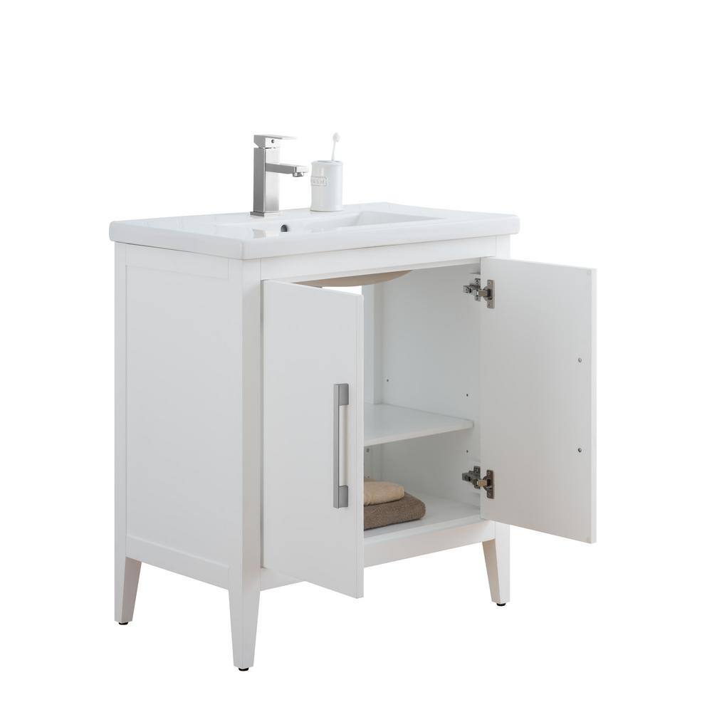 White 30" Single Bathroom Vanity Set with Brushed Nickel Hardware
