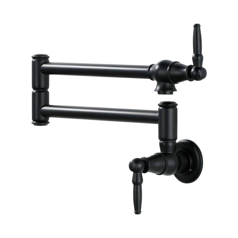 Wall Mounted Pot Filler 2-Handles Kitchen Faucet with 360° Spout Swivel in Matte Black price history on PriceWatchPro