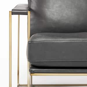 Watson Black Leather Wrap Gold Metal Frame Accent Chair