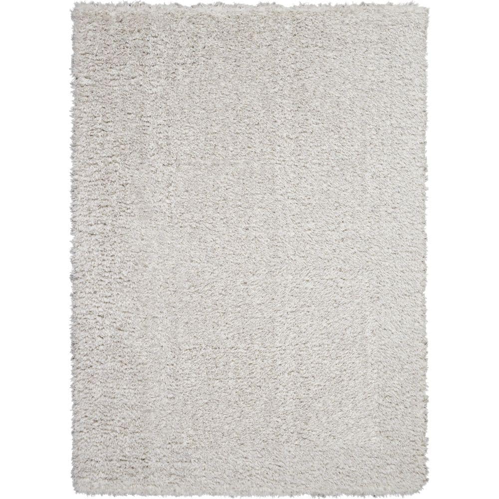 Light Grey 5' x 7' Hand-Knotted Shag Area Rug