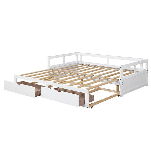 Magic Home White Twin To King Size, Wood Twin Trundle Bed Daybed