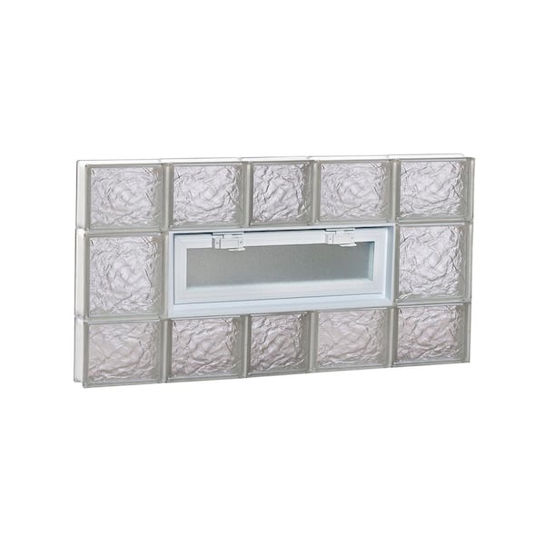 Clearly Secure 36.75 in. x 19.25 in. x 3.125 in. Frameless Ice Pattern Vented Glass Block Window