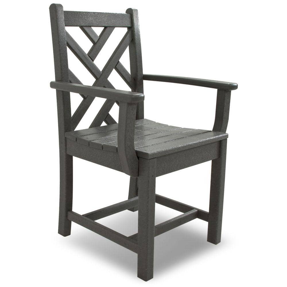 Slate Grey Chippendale Outdoor Dining Arm Chair