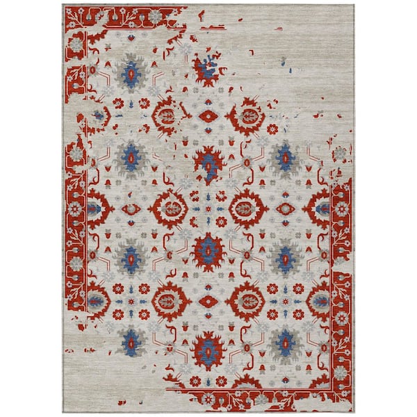 Chantille Machine Washable Indoor/Outdoor Abstract ACN2990 Linen 10 ft. x 14 ft. Area Rug