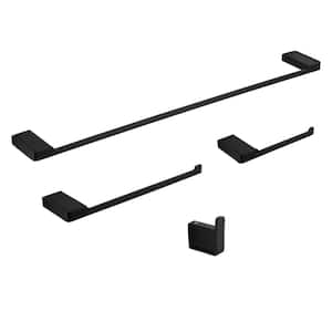 Stainless Steel 4 -Piece Bath Hardware Set Included Toilet Paper Holder in Matte Black