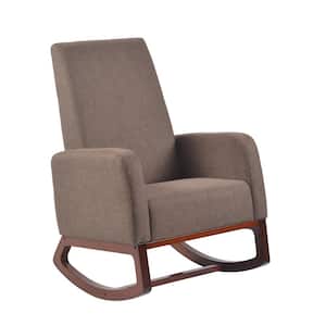 Home Deluxe Brown Modern Solid Wood Rocking Chair with Padded seat and Arm