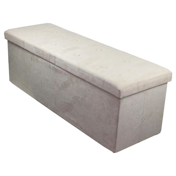 43 in. L x 15 in. W x 15 in. H Beige Collapsible Chest Fabric Bench Storage Box