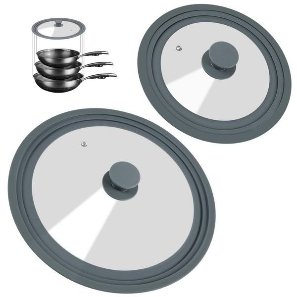 2-Pack Tempered Glass Pot Lid for Pots, Pans and Skillets, Fits 7 in. 8 in. 9 in. 10 in. 11 in. 12 in. Diameter
