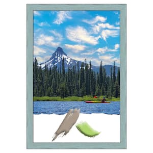 Sky Blue Rustic Wood Picture Frame Opening Size 20 x 30 in.