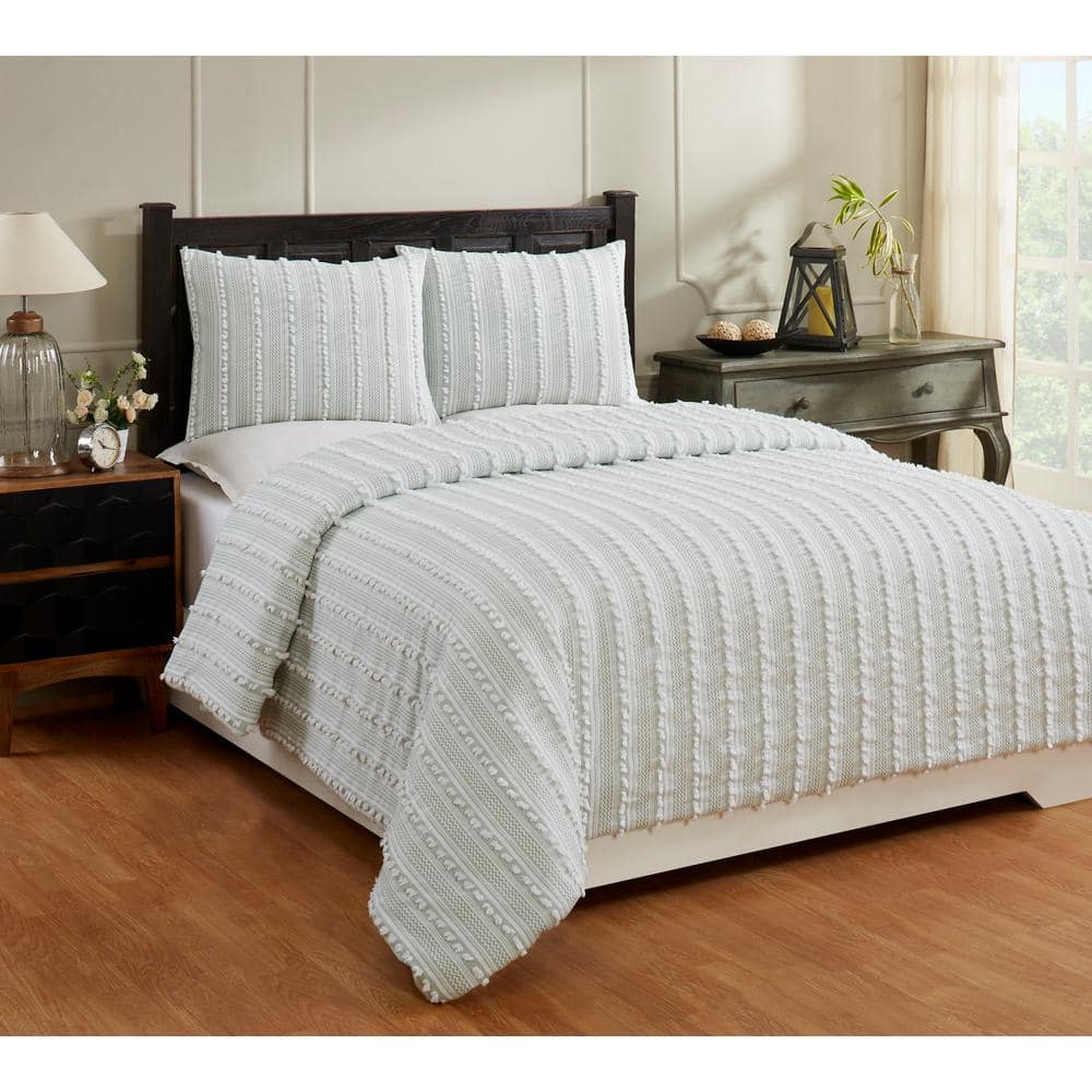 Angelique Comforter 3-Piece Teal King 100% Tufted Unique Luxurious Soft  Plush Chenille Comforter Set SS-QUANKITL - The Home Depot