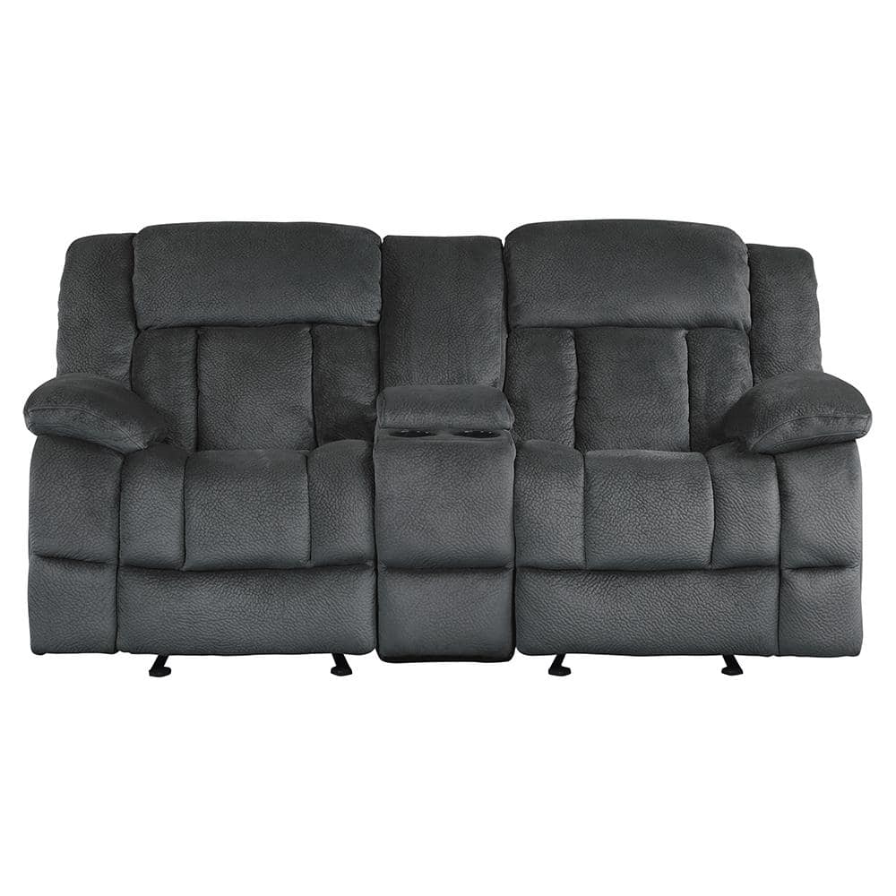 Magnus 79 in. W Charcoal Microfiber Double Manual Reclining Loveseat with C