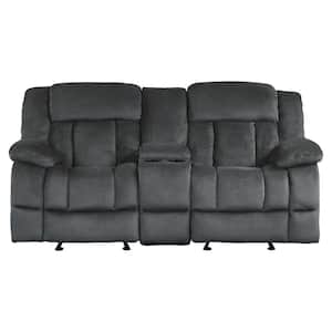 Magnus 79 in. W Charcoal Microfiber Double Manual Reclining Loveseat with Center Console