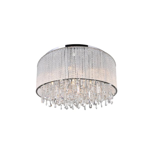 CWI Lighting Benson 14 Light Drum Shade Flush Mount With Chrome Finish