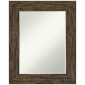 Fencepost Brown 25 in. x 31 in. Petite Bevel Farmhouse Rectangle Wood Framed Wall Mirror in Brown