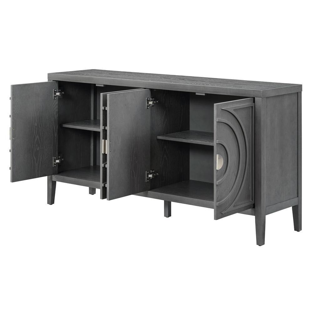 60 in. W x 16 in. D x 32 in. H Bathroom Gray Linen Cabinet