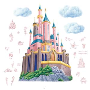 Disney Princess Castle XL Pink Abstract Giant Wall Decal with String Lights