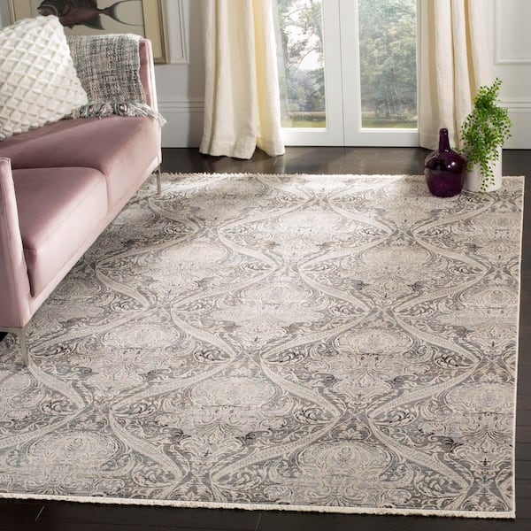 Vintage Persian 8 ft. x 10 ft. Gray/Charcoal Trellis Ornate Area Rug