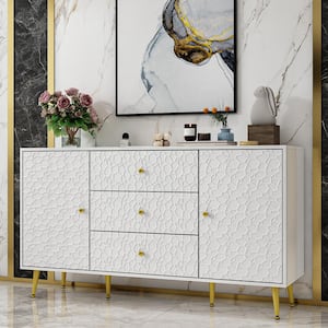FUFU&GAGA White Wooden Sideboard with 2 Large Drawers, 3 Small Drawers ...