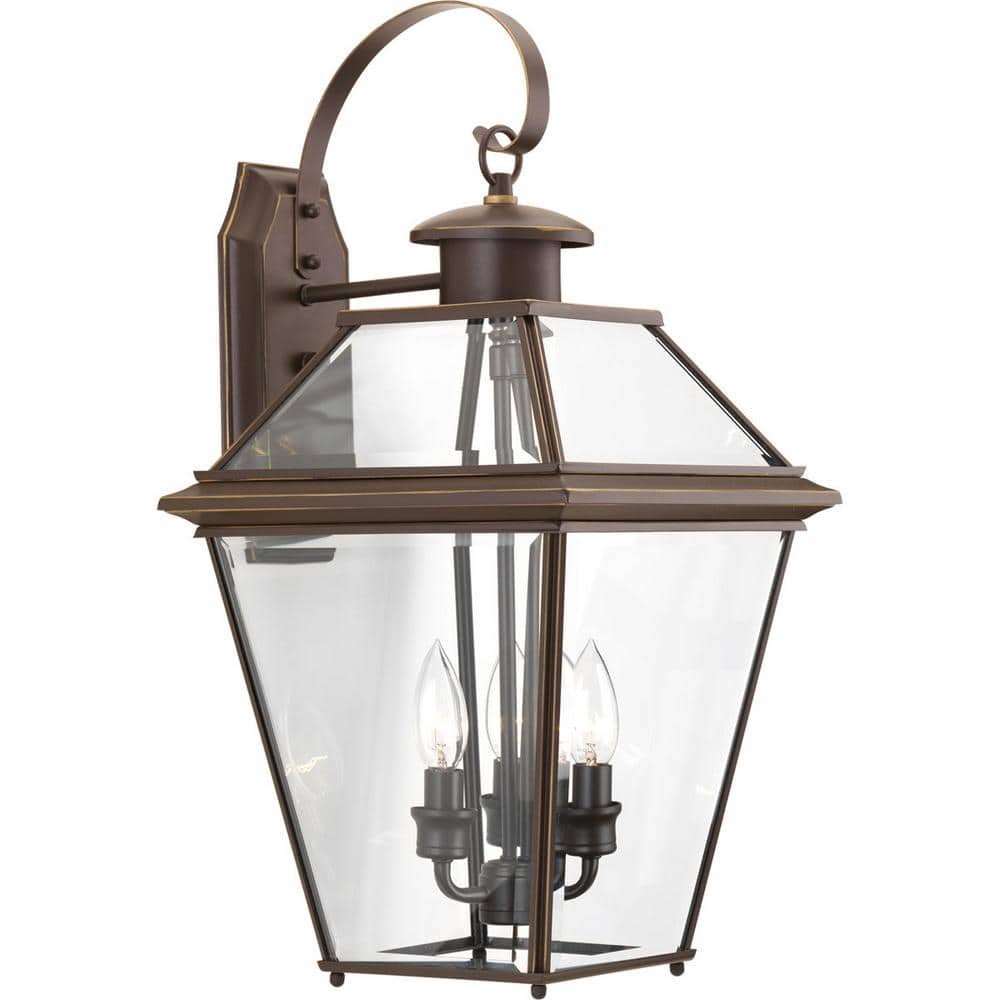 Elegant Antique Bronze Outdoor Wall Lantern with Beveled Glass