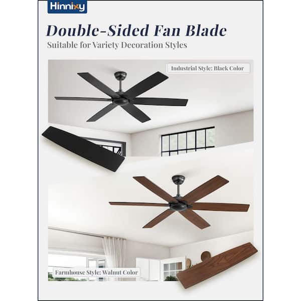 60 in. Black Ceiling Fan w/ Remote, Downrod and Angled Mount, Quiet DC Motor, Two-Toned Blades for Indoor/Outdoor Patio
