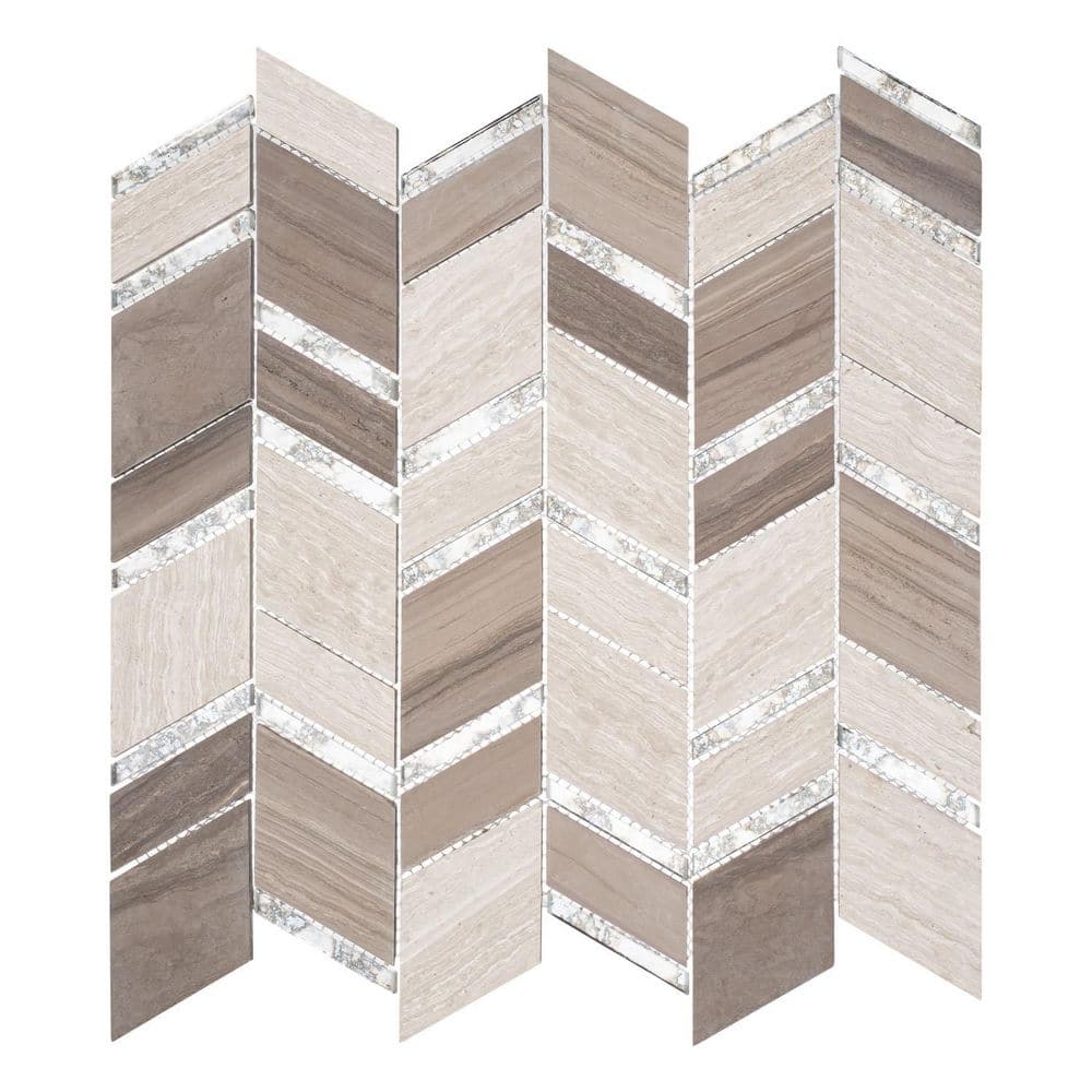 Casia Natural Stone Chevron Diverse Mosaic 2 in. x 2 in. Wall Tile, 4.9 sq.
