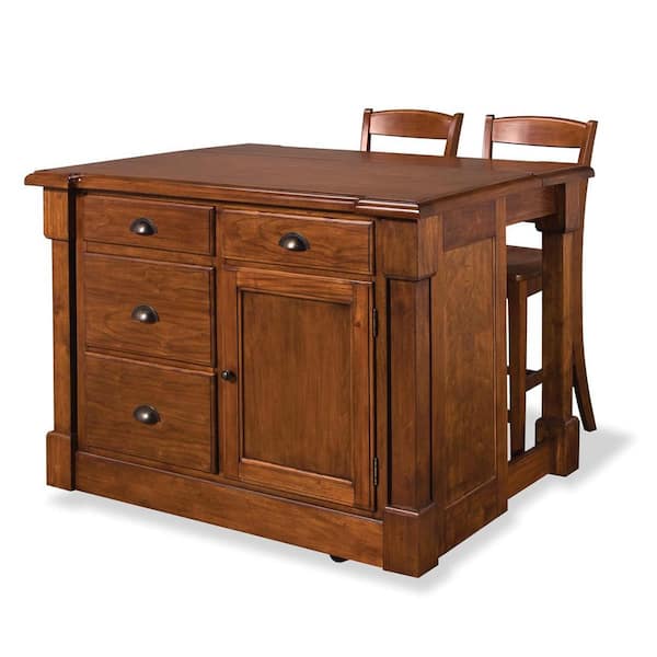 HOMESTYLES Aspen Rustic Cherry Kitchen Island With Seating