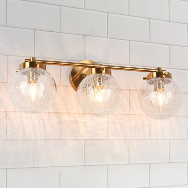 LNC 21.7 in. 3-Light Modern Plating Brass Bathroom Vanity Light with ...