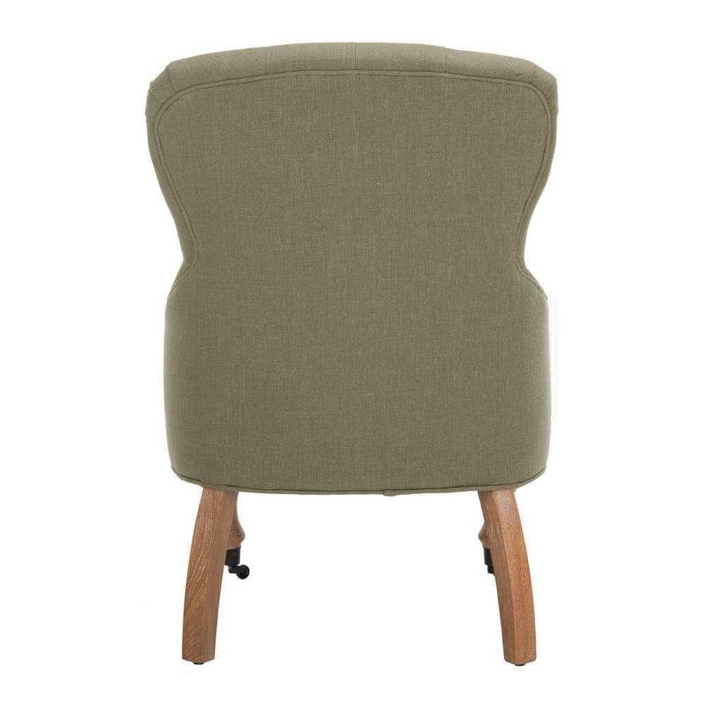 Petite Granite Grey Linen Upholstered Arm Chair with White Wash Birch Legs