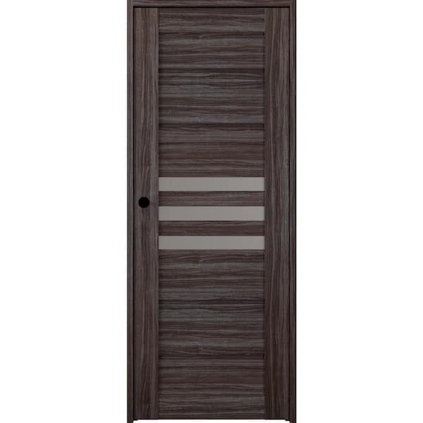 Belldinni Dome 36 in. x 83,25 in. Right-Hand Frosted Glass Gray Oak Solid Core Wood Composite Single Prehung Interior Door