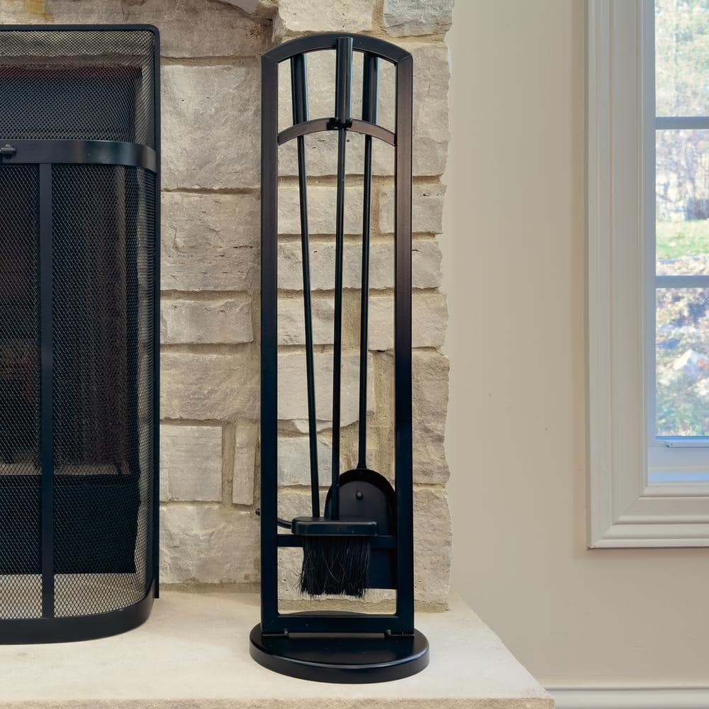 Pleasant Hearth Black Steel Arched Fireplace Toolset