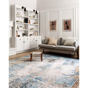 Alchemy Denim/Ivory 2 ft. 8 in. x 7 ft. 6 in. Contemporary Abstract Runner Rug