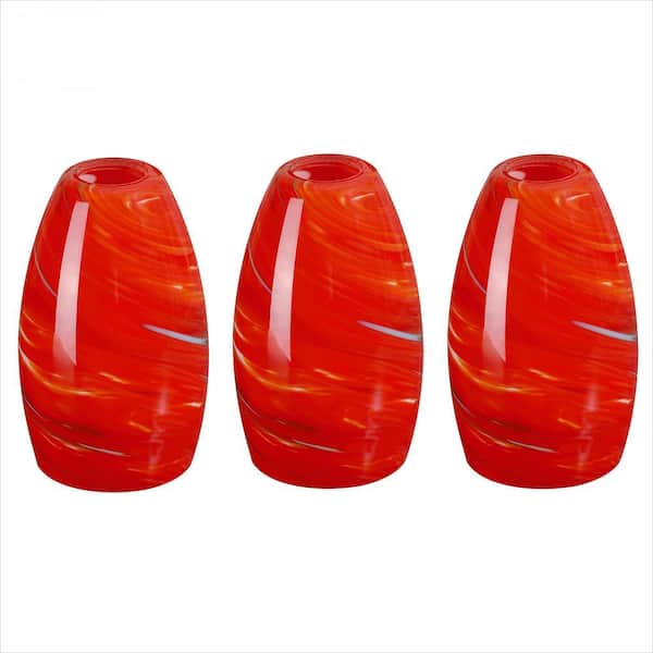 7.64 in. Red Art Glass Globe Pendant Shade for Mini Pendant with 1.65 in. Lip Fitter (Not Included) (3-Pack)