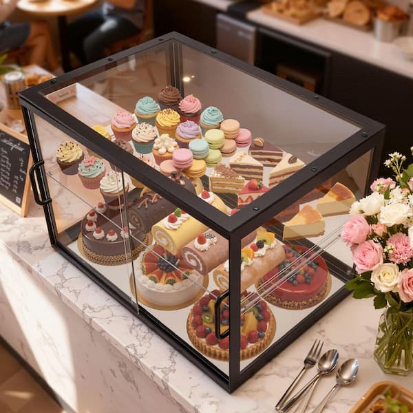 Bakery Display Case, 2-Tier Commercial Countertop Pastry Display Case, Clear Acrylic Bread Box, 21. 7x15. 2x15. 4 in.