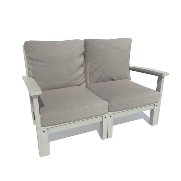 Highwood Bespoke 1-Piece Plastic Outdoor Deep Seating Loveseat with Stone Gray Cushions